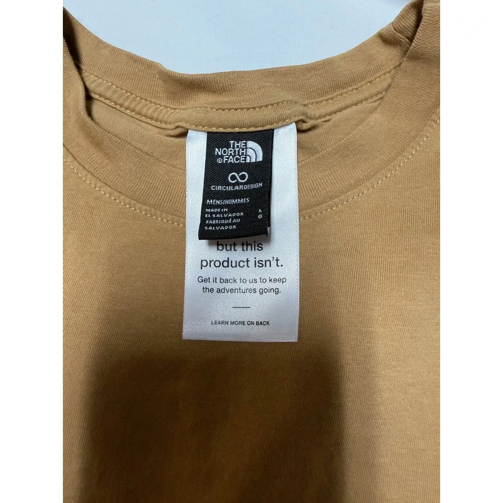 The North Face NSE Tee Men's Large Beige Never Stop Exploring Logo Cotton EUC